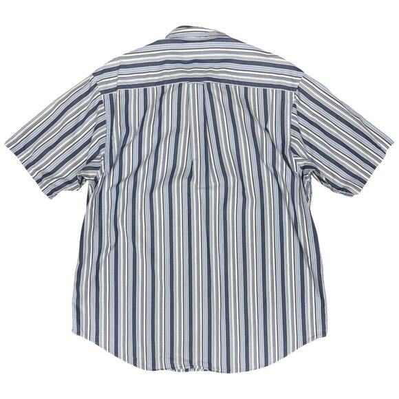 Men’s NAUTICA Striped Short Sleeve Cotton Button Dress Shirt Blue | Size Large - Picture 2 of 7
